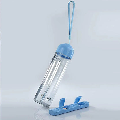 Portable Pill Organizer Water Bottle – Magnetic Case & Carry Strap SOVAX™